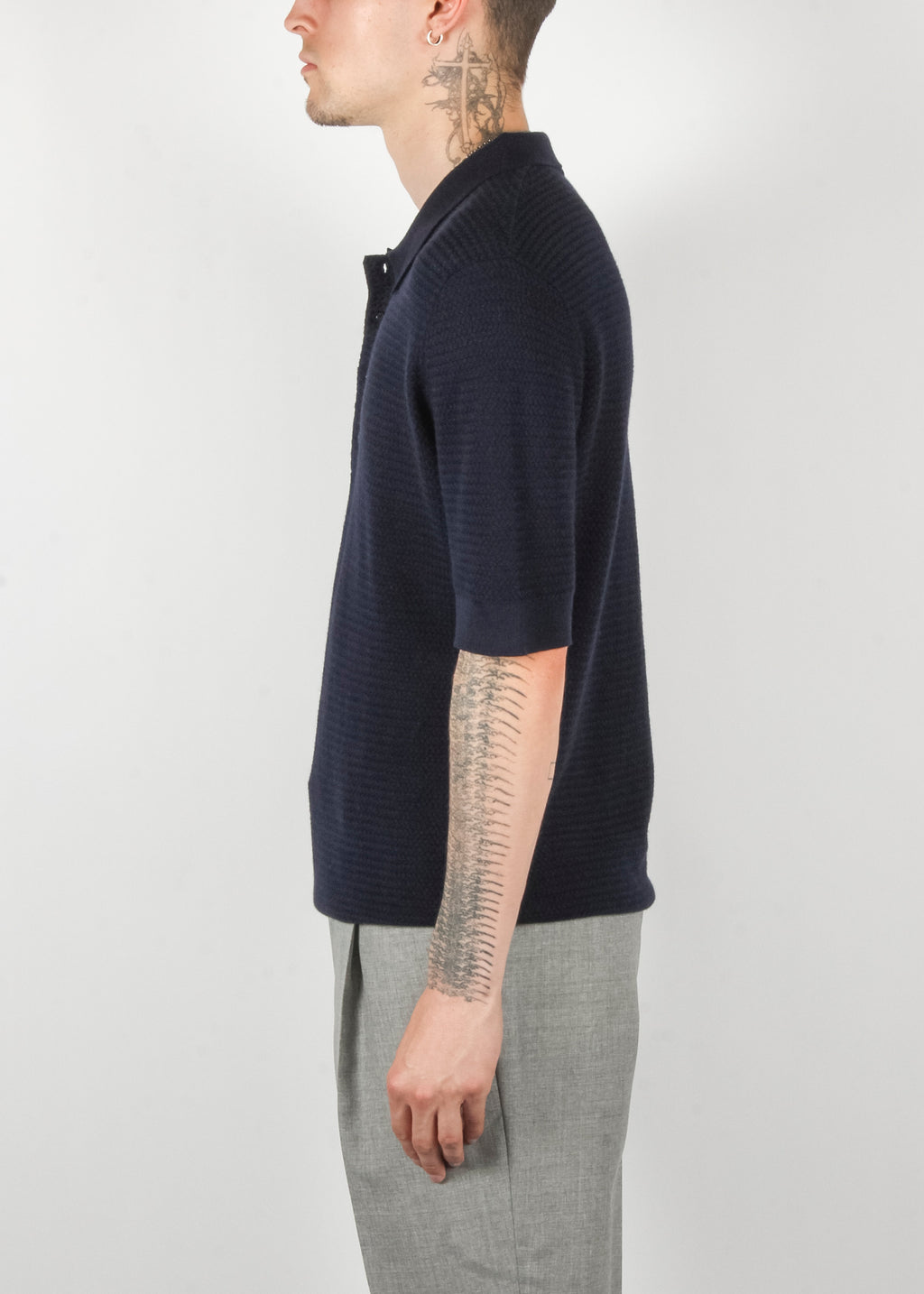 Weave Knit Polo Navy