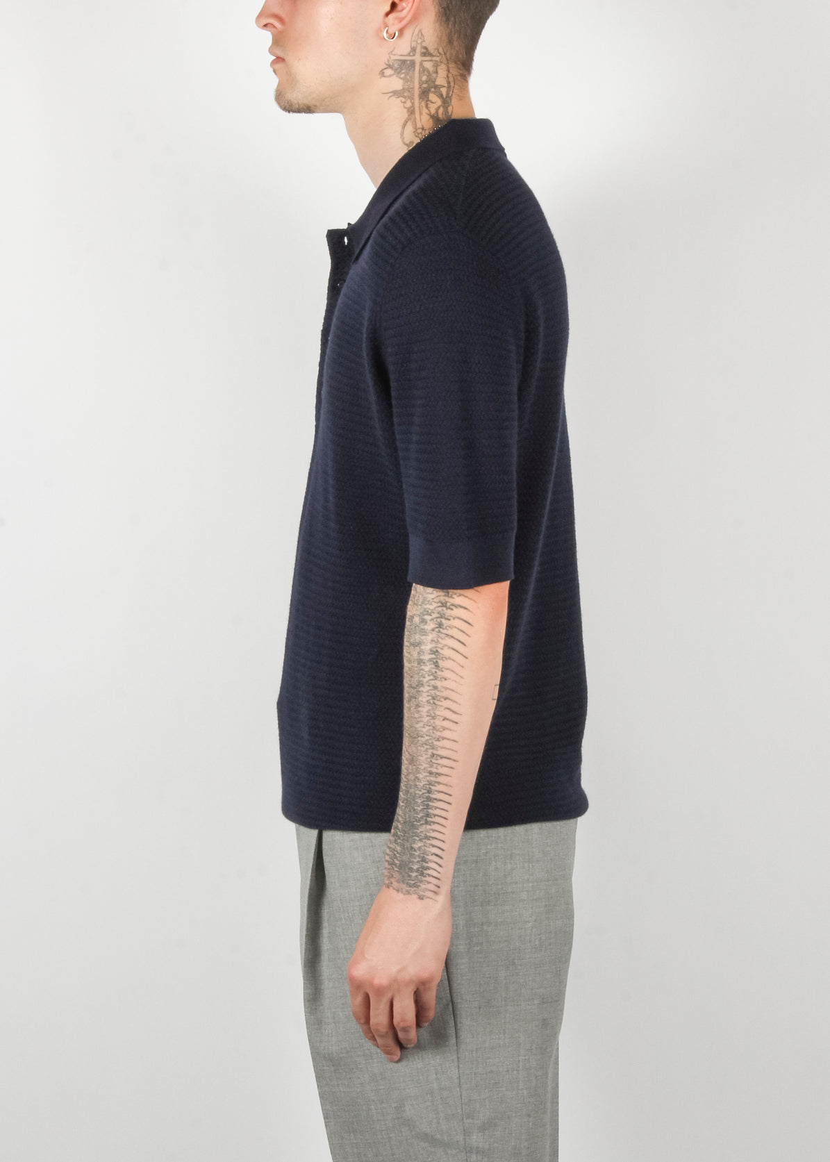 Weave Knit Polo Navy