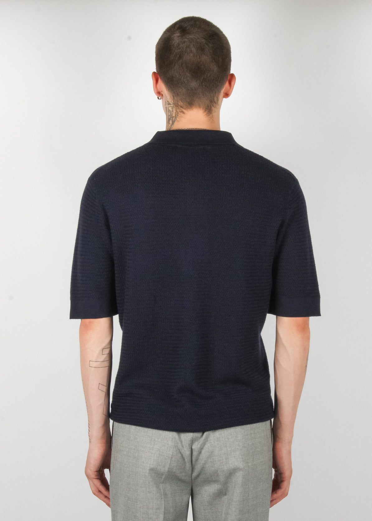 men’s knit polo textured weave