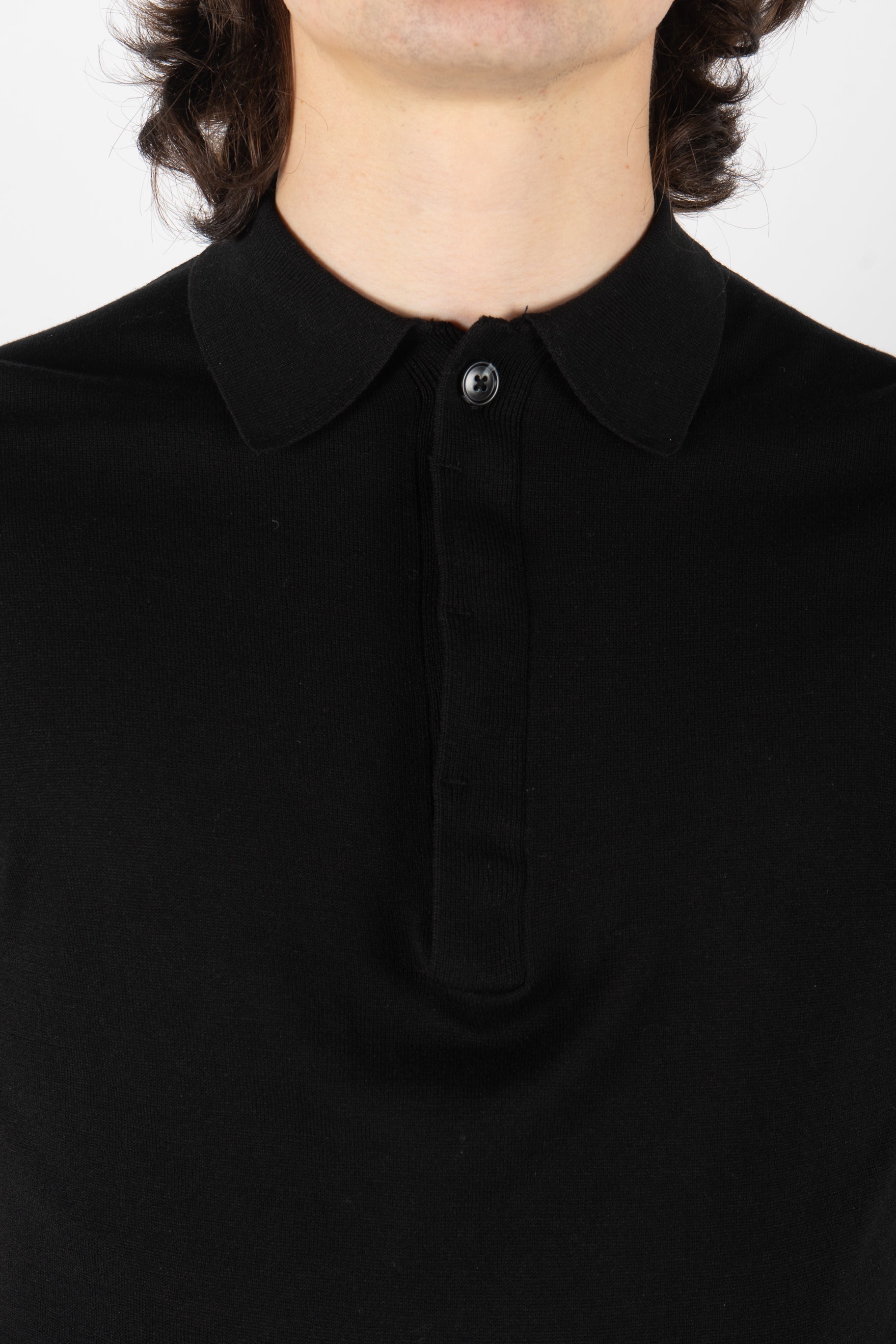 men’s fine knit polo black