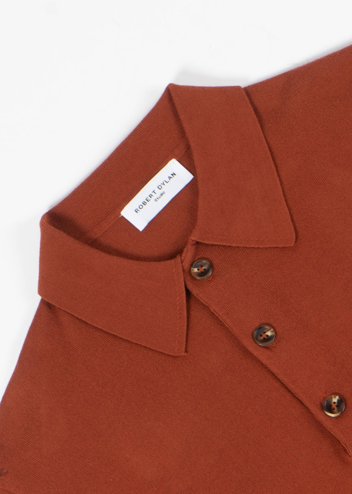 men’s knit polo rust colour