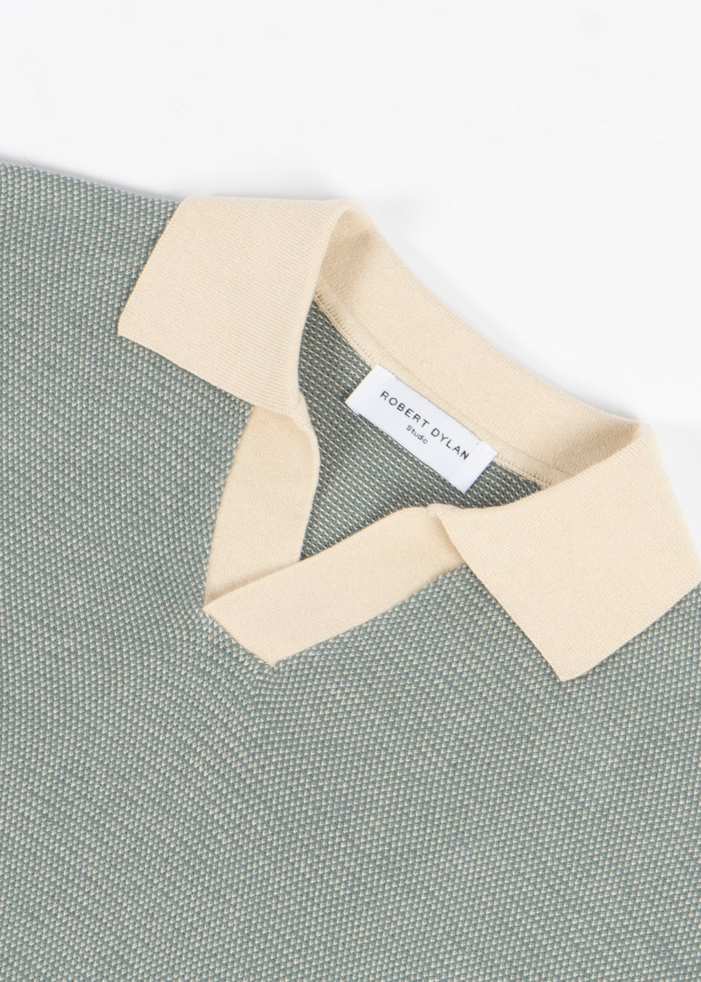 men’s knit polo blue beige