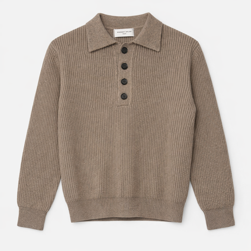 rib knit polo shirt wool cashmere