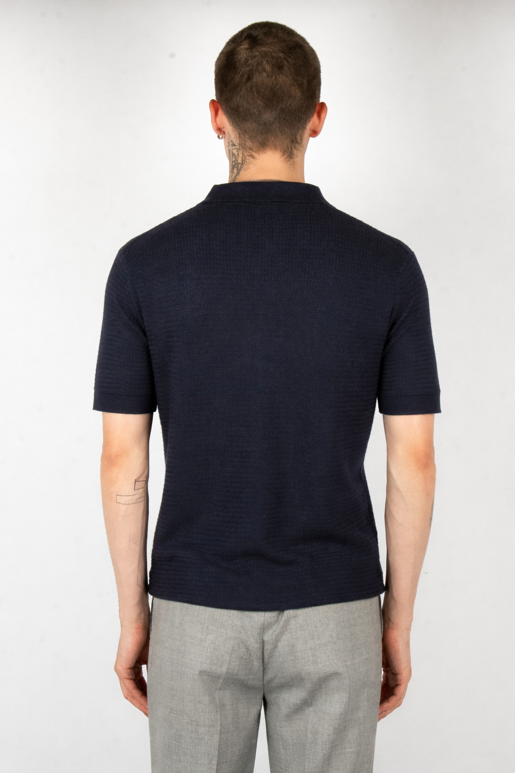 Weave Knit Polo Navy