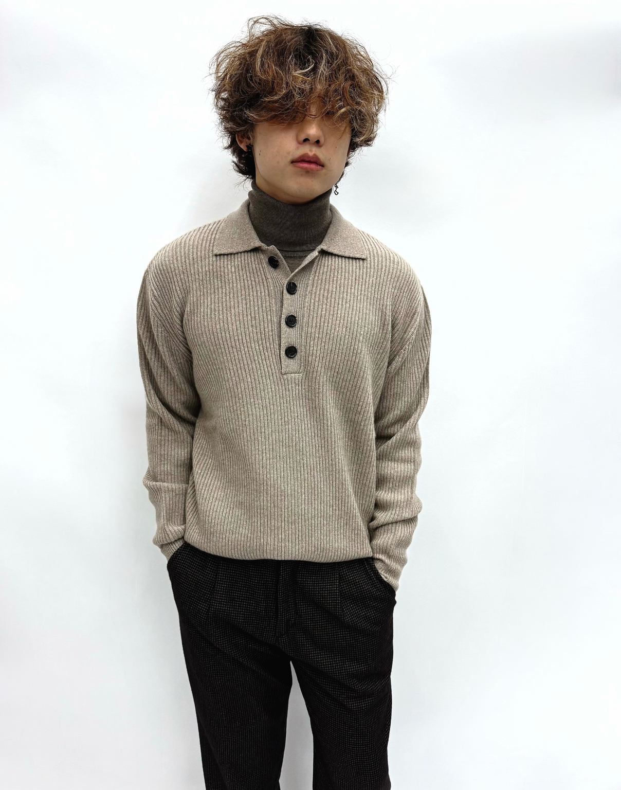 Cashmere Rib Polo Oatmeal