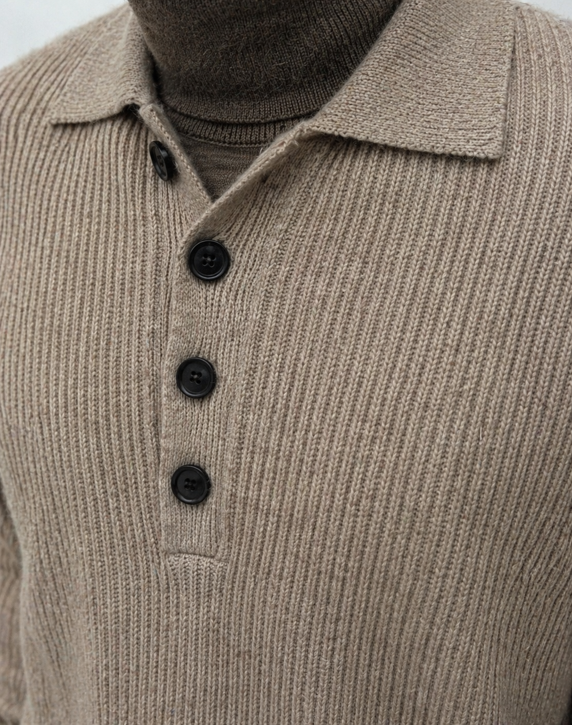 Cashmere Rib Polo Oatmeal