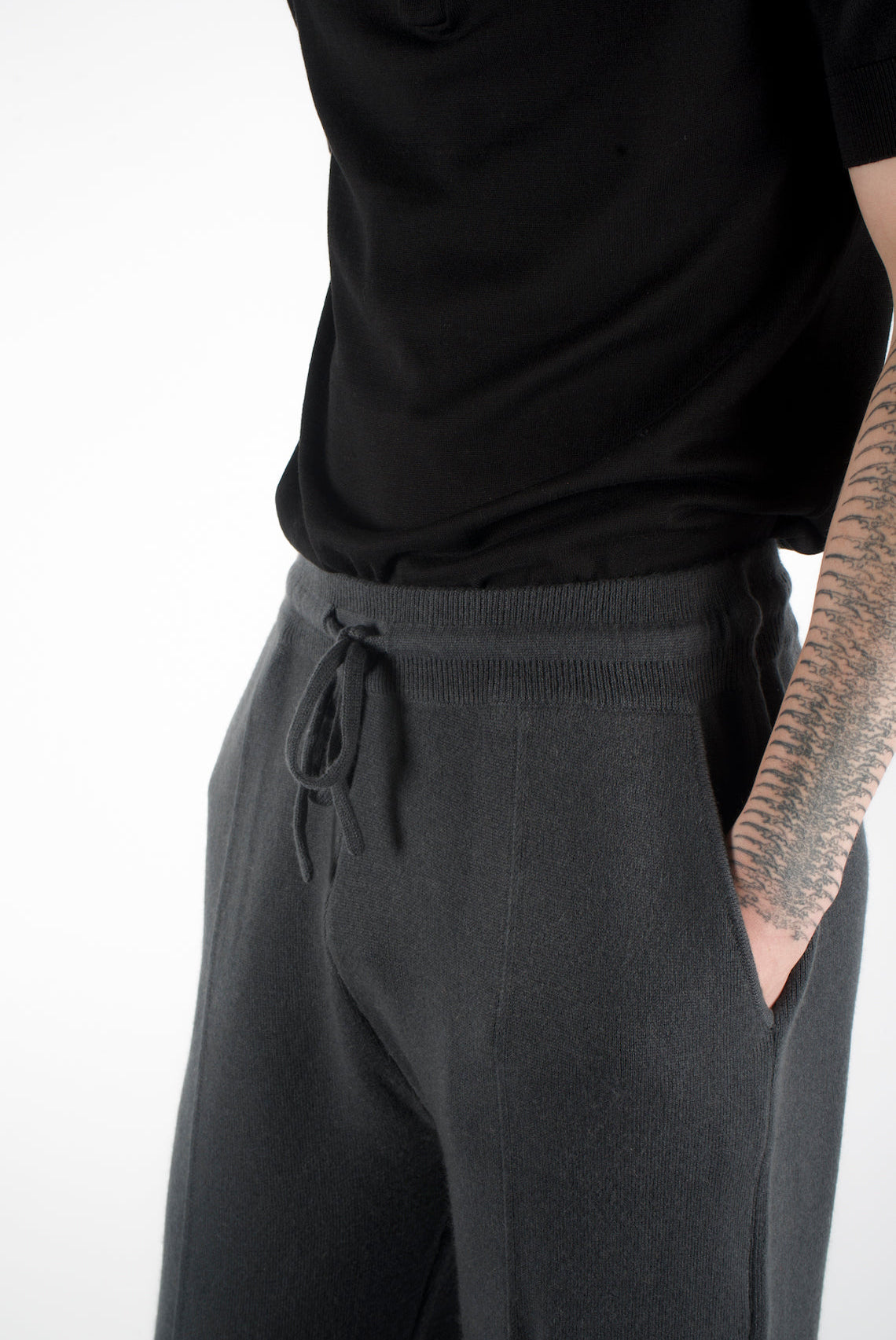 wool cashmere knit trousers men